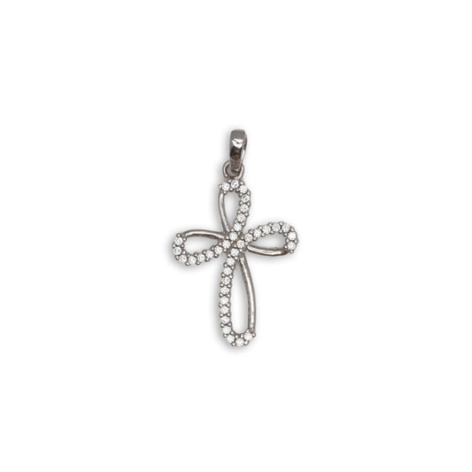 Ciondolo Croce Elegante in Argento 925 con Zirconi