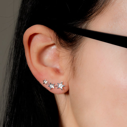 Orecchino Forcina in Argento 925 con Stelle e Zirconi