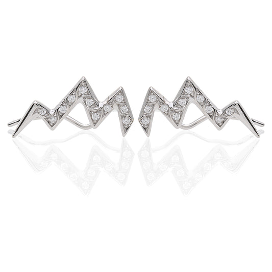 Orecchino Forcina in Argento 925 con Zirconi a Forma di Fulmine