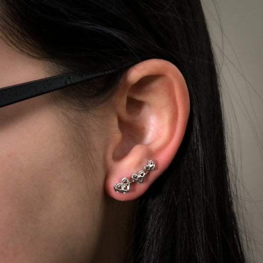 Orecchino Forcina in Argento 925 con Cuori Intagliati