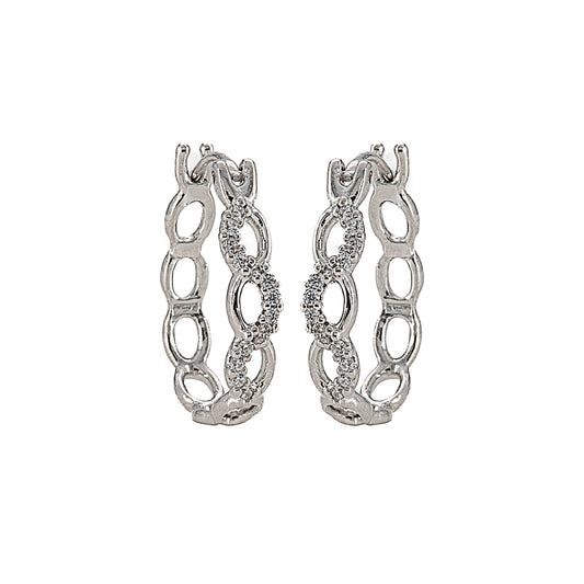 Orecchino a Perno in Argento 925 con Zirconi - Catena