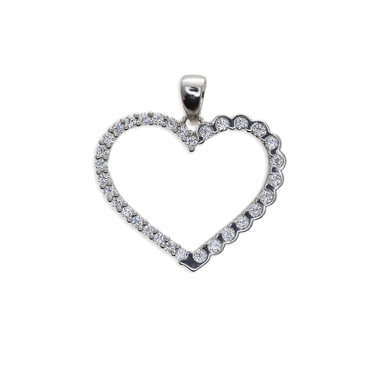Ciondolo Cuore Asimmetrico in Argento con Zirconi