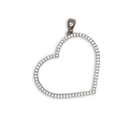 Ciondolo Cuore Aperto in Argento con Zirconi