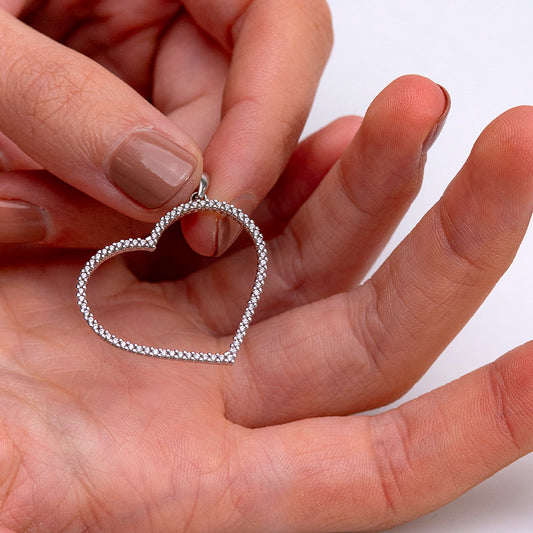 Ciondolo Cuore Aperto in Argento con Zirconi