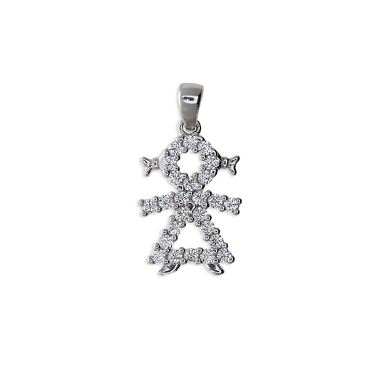 Ciondolo Bambolina in Argento con Zirconi