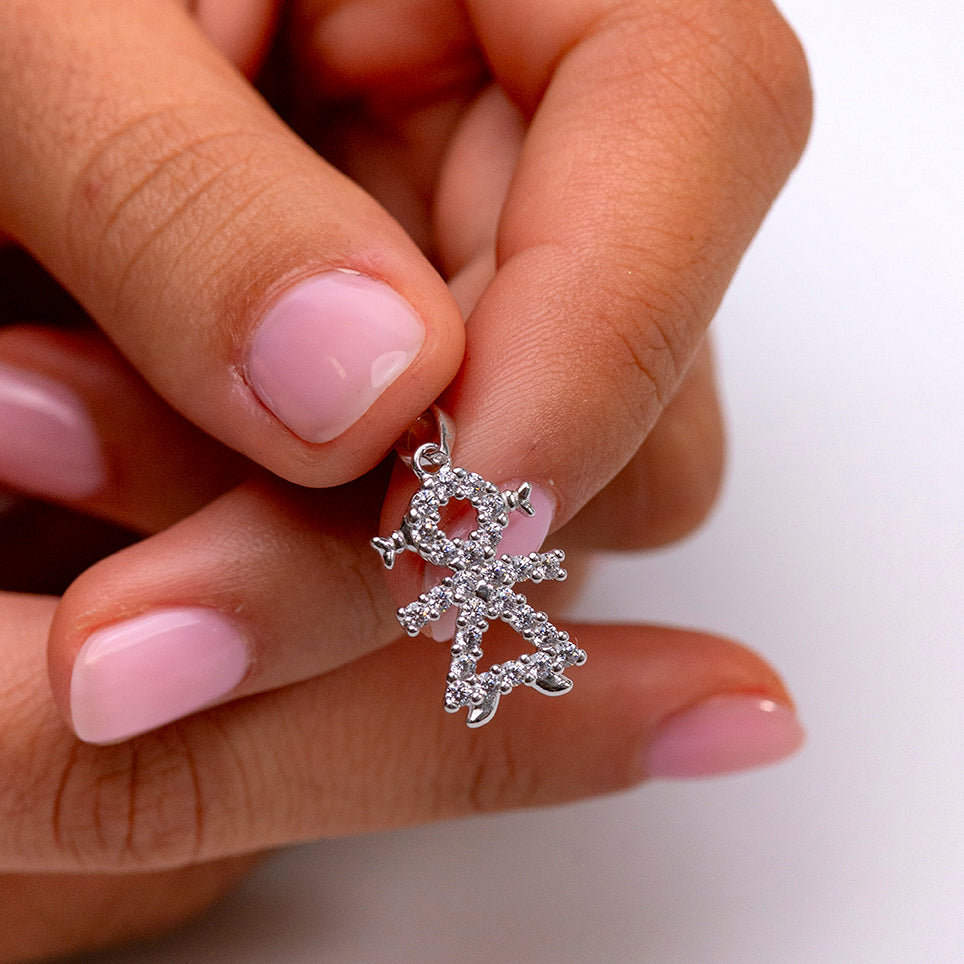 Ciondolo Bambolina in Argento con Zirconi