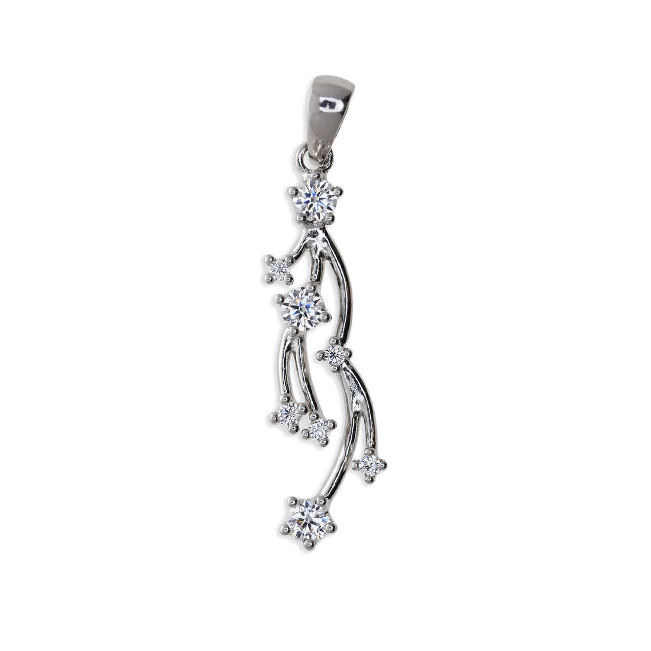 Ciondolo Cascata di Stelle in Argento con Zirconi