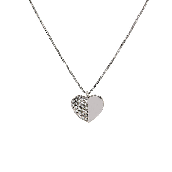 Collana in Argento 925 con Zirconi e Cuore Diviso