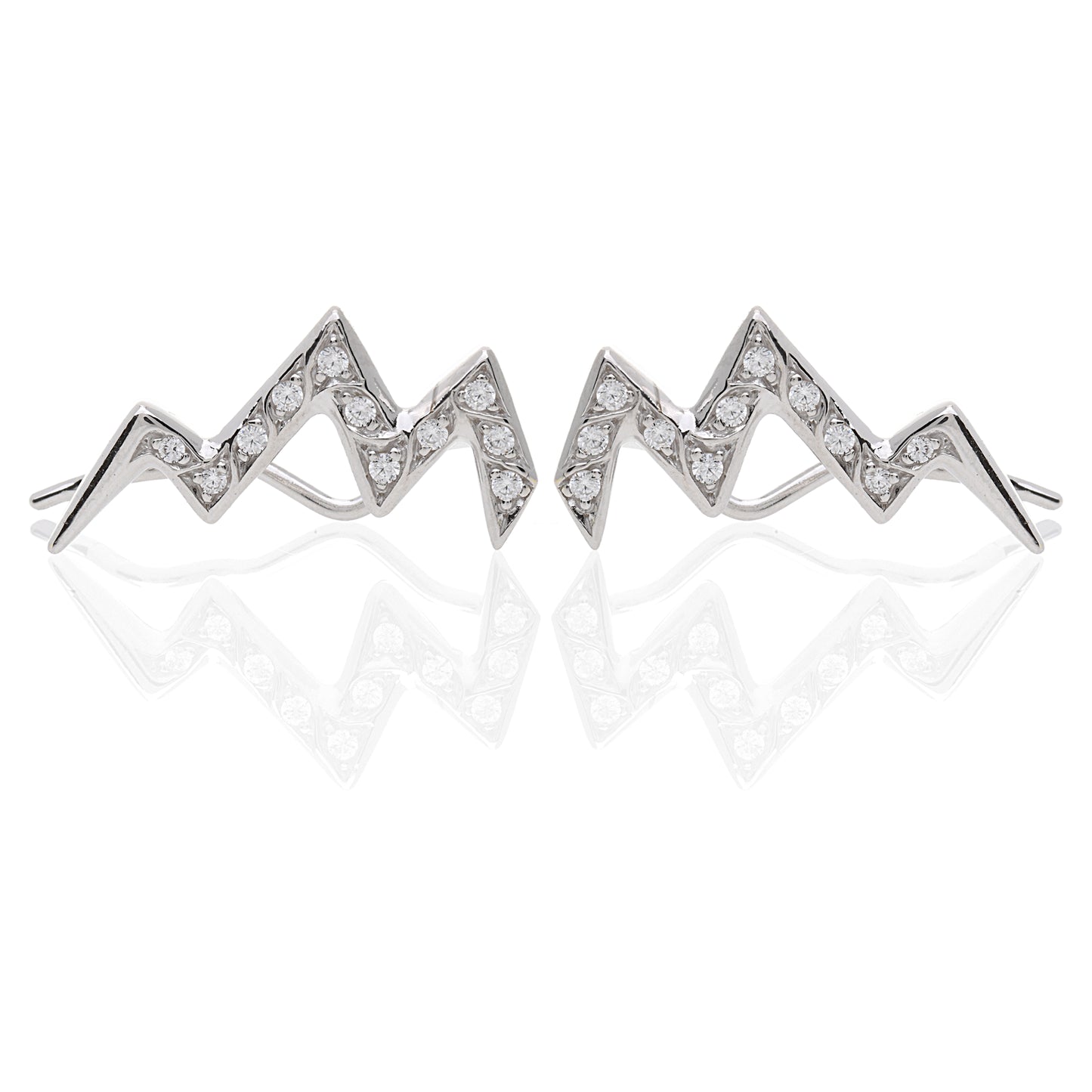 Orecchino Forcina in Argento 925 con Zirconi a Forma di Fulmine 