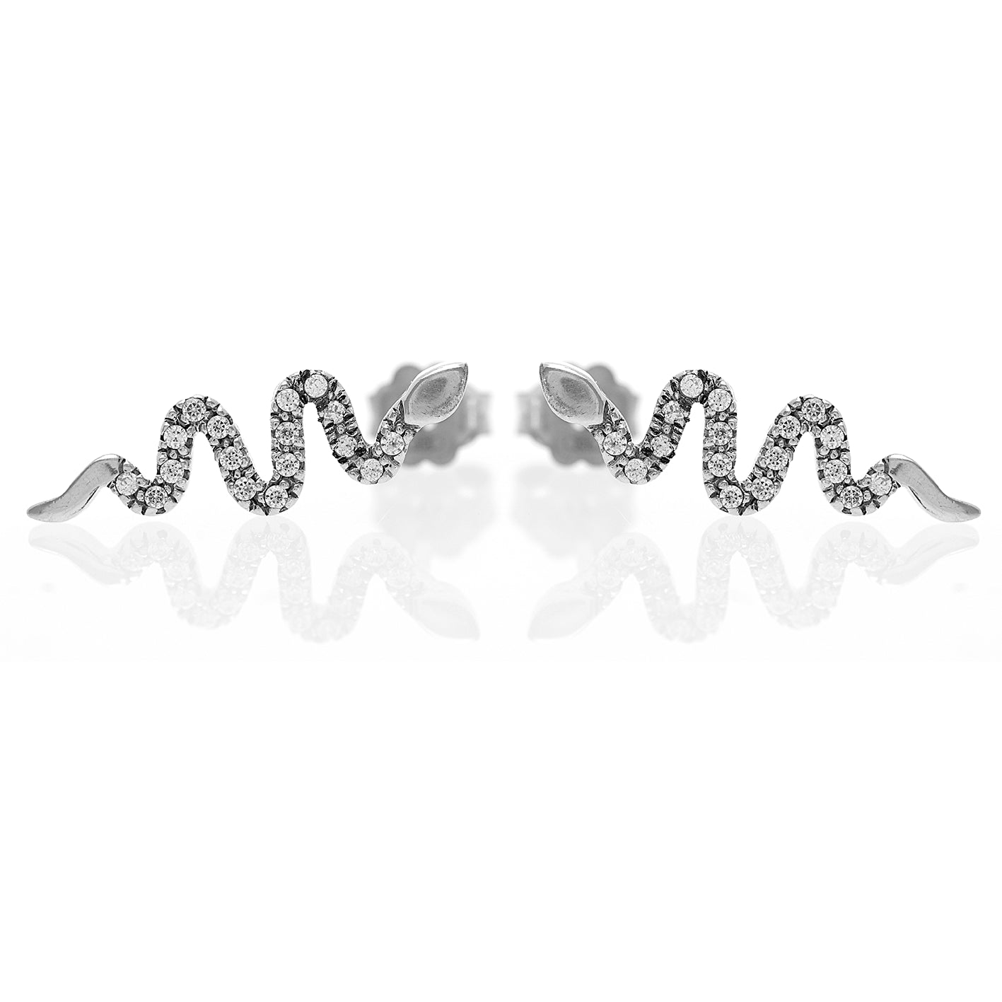 Orecchino Forcina in Argento 925 a Forma di Serpente con Zirconi 