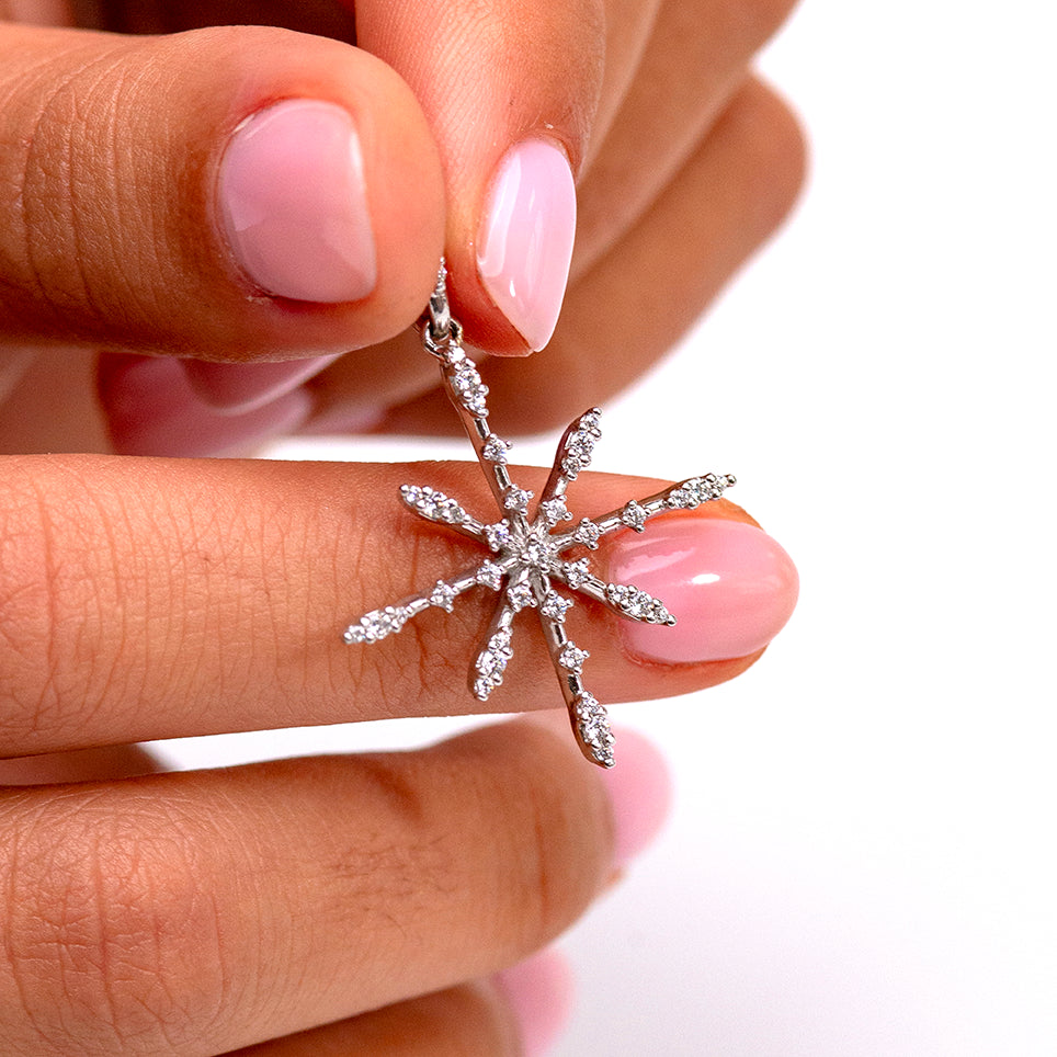 Ciondolo Fiocco di Neve Stella in Argento con Zirconi