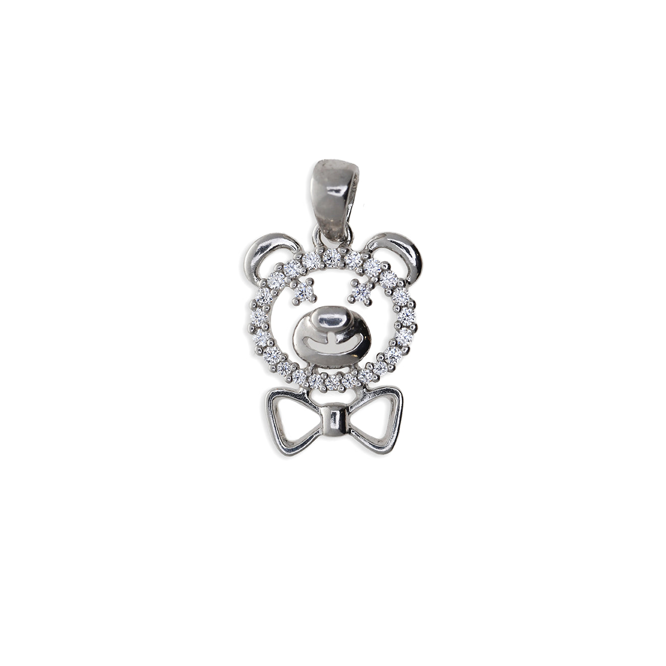 Ciondolo Orsetto in Argento con Zirconi e Papillon